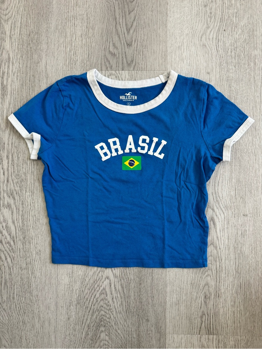 Hollister Blue Brasil Ringer Tee with White Trim